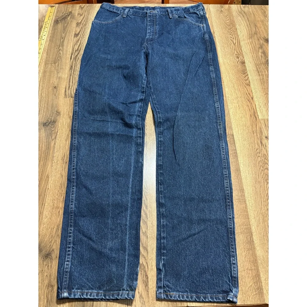 Rustler Jeans Mens Size 38x34 Blue Denim Straight Leg Workwear Regular Fit